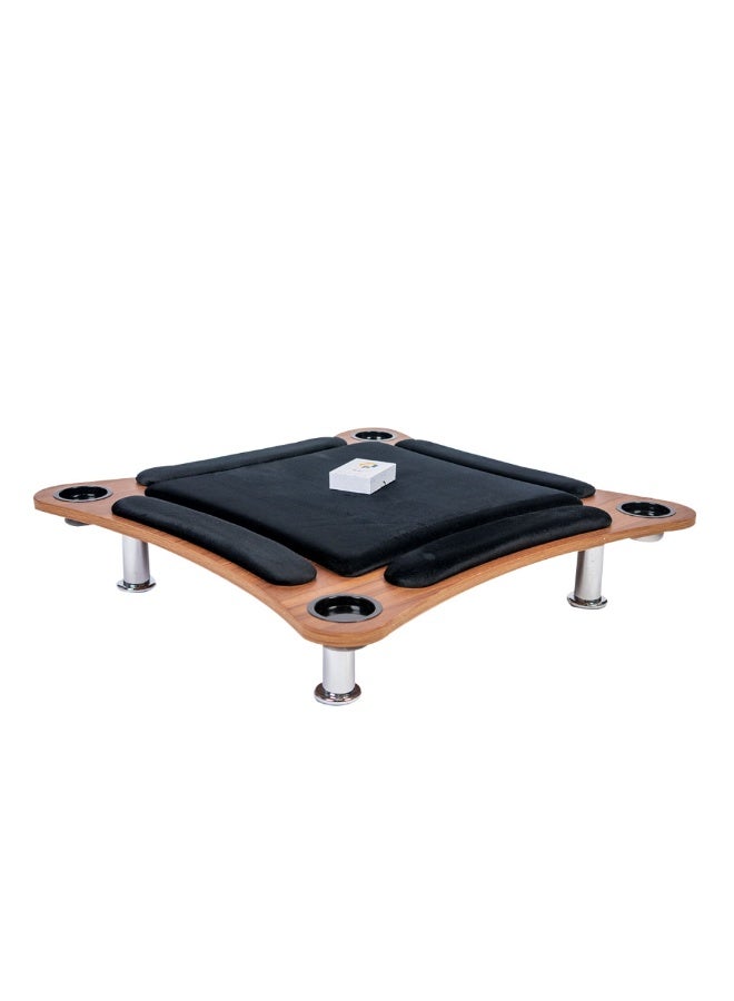 AL BADER Curved Floor Wooden Ploot Play Cards Game Table Mid-Size, Curved Wood Baloot Table Mid-Size 80 * 80, Plot Playing Cards Table, Floor Blot Table (Black) - Image 1